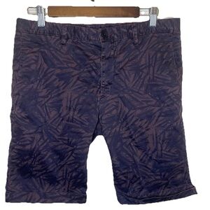 Alberto Mens Golf Shorts Maroon Jungle Slim Fit Size 33 Broken Button EUC Cotton